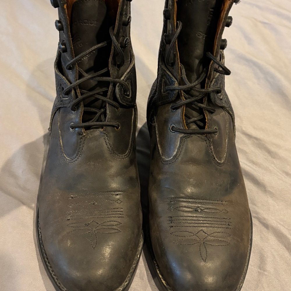 Ariat Black Combat Moto Boots Leather Design